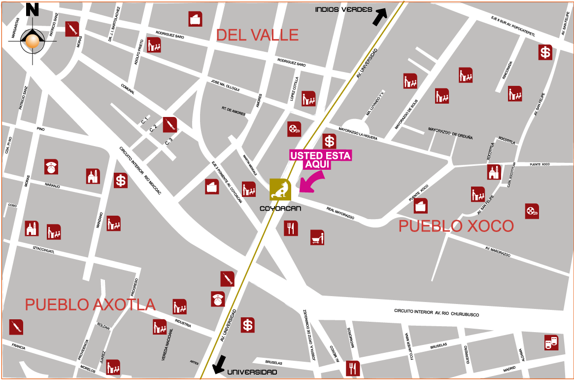 mapa de barrio coyoacan