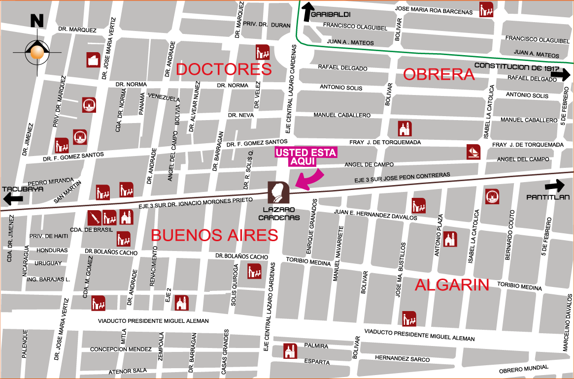 mapa de barrio lazaro-cardenas