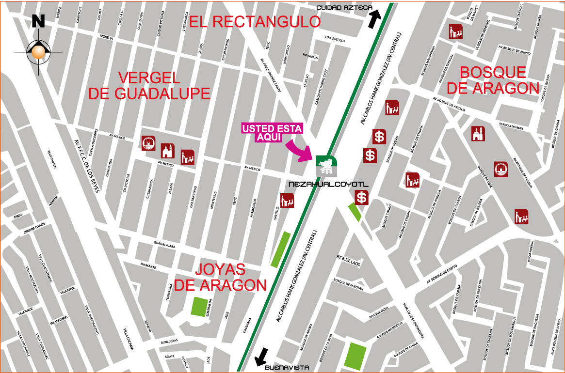 mapa de barrio nezahualcoyotl